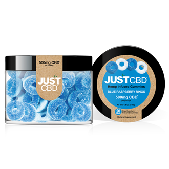 CBD Gummies 500mg Jar - Blue Raspberry Rings
